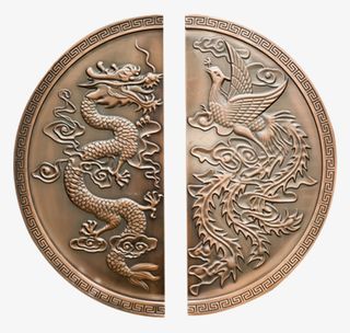 中国风金属龙凤纹门把手免抠