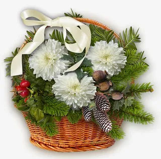 唯美花卉竹篮素材免抠免抠