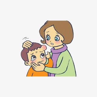 妈妈安慰头痛的小孩免抠