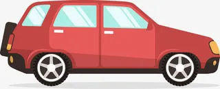 红色卡通汽车矢量图免抠