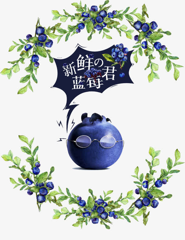 新鲜的蓝莓君免抠