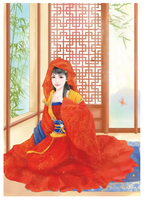 手绘中国风喜庆新娘免抠