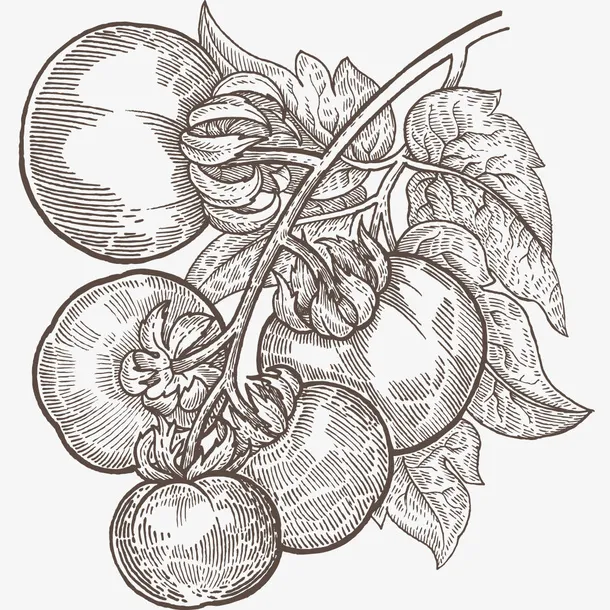 线描西红柿免抠