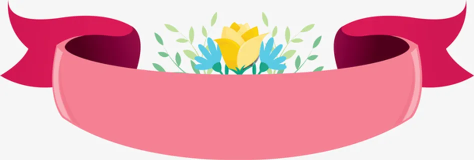 美丽粉红春天丝带免抠