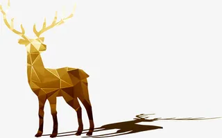 金色闪耀圣诞麋鹿免抠