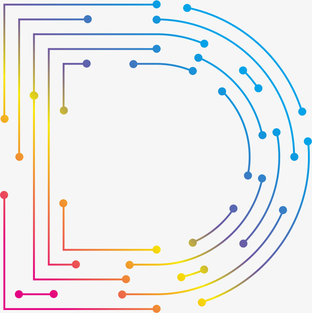 科技渐变字母D免抠