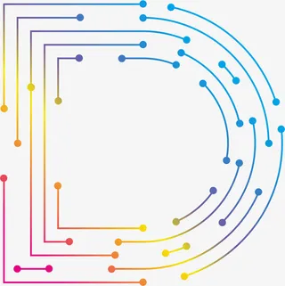 科技渐变字母D免抠