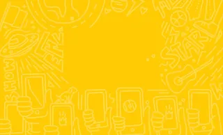 黄色卡通手机图案手绘海报背景