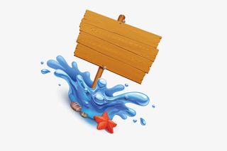 海滩字牌告示免抠