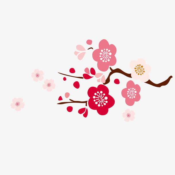 手绘梅花免抠