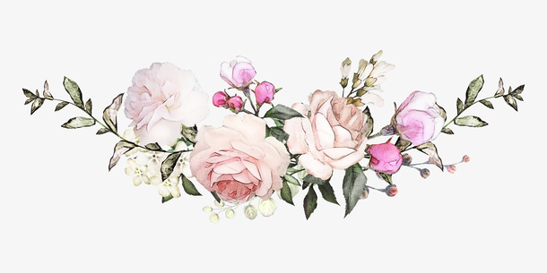 手绘水彩婚礼装饰花朵免抠