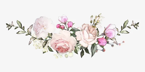 手绘水彩婚礼装饰花朵免抠
