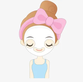 卡通做面膜的小女孩免抠