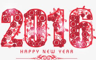 新年2016玫瑰花字透明底背景PNG素材