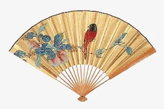 实物花鸟折扇免抠