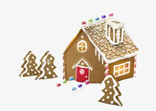 卡通圣诞姜饼屋矢量素材免抠