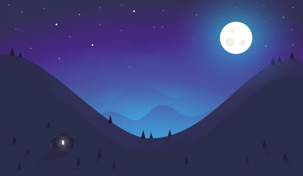 蓝色的夜空流星插画免抠背景卡通/手绘元素