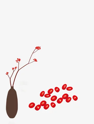 手绘红豆生南国免抠