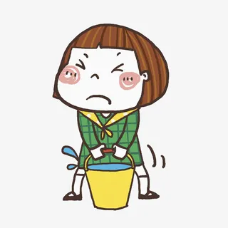 提水桶的女孩免抠