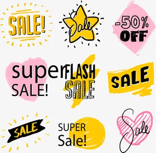 手绘涂鸦背景打折标签