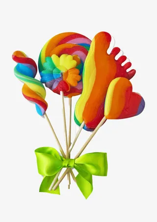 脚丫心形彩虹棒棒糖免抠