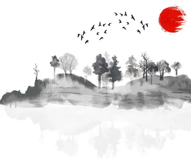 中国风山水广告背景高清