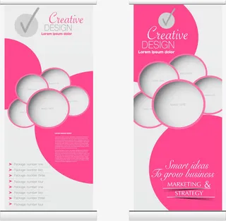 矢量粉色圆环易拉宝免抠