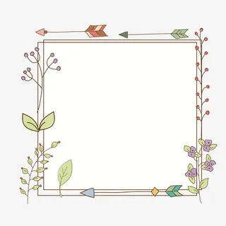边框植物边框箭头手绘边框树叶免抠
