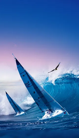 帆船海浪海报背景高清