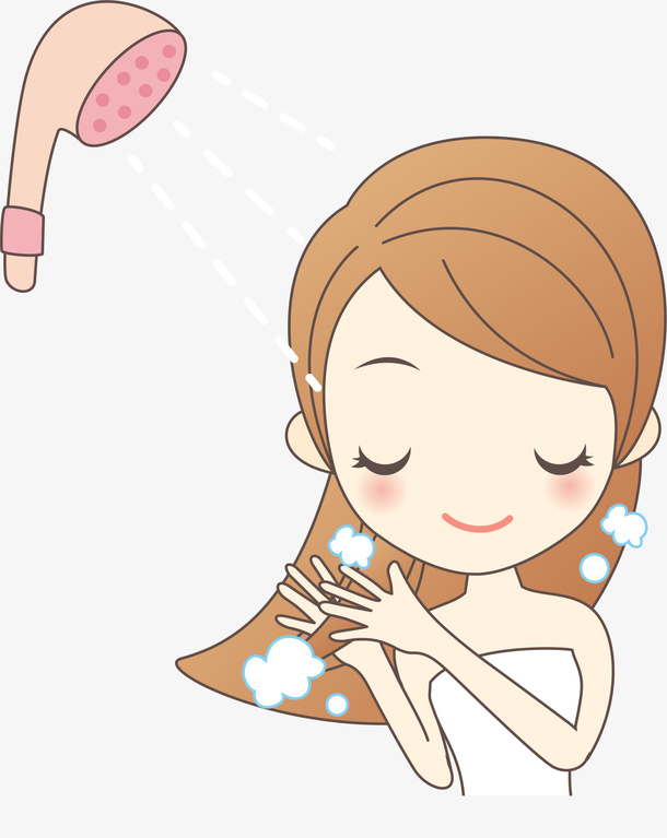 洗浴长发女孩免抠