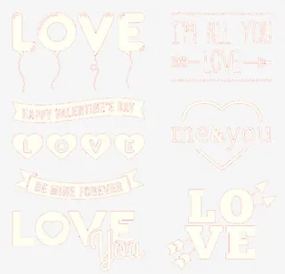 8款白色情人节艺术字矢量素材免抠