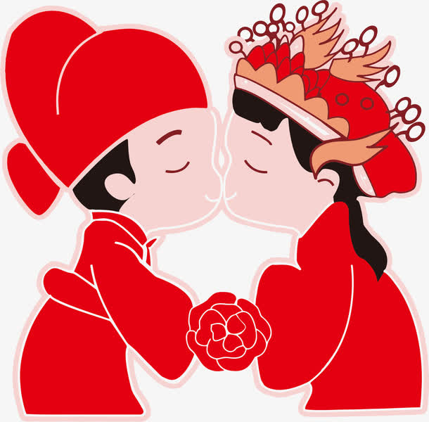 亲吻的新郎新娘免抠