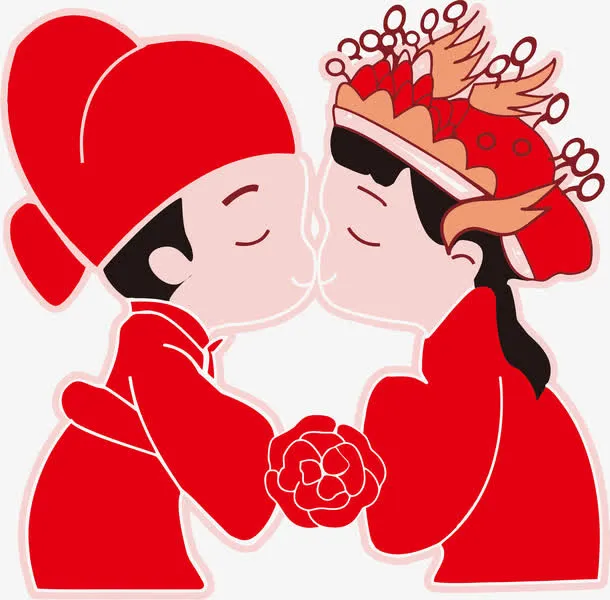 亲吻的新郎新娘免抠
