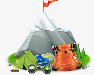 手绘爬山装备免抠