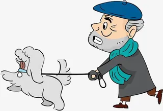 遛狗管不住小狗的老爷爷免抠