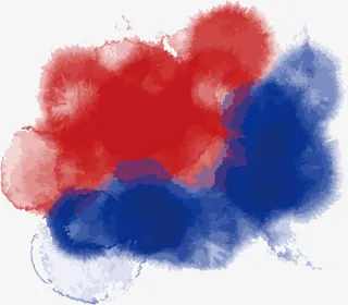 红蓝色水彩晕染免抠