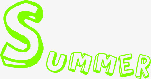 summer绿色镂空字体设计免抠