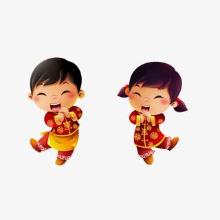吉祥的拜年的小孩设计免抠