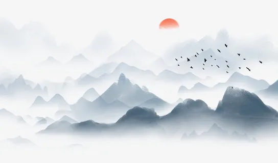 山水线稿素材文件1免抠