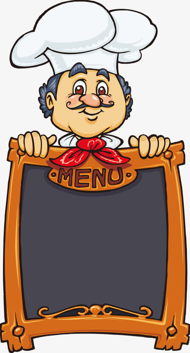 拿板子的卡通厨师人物手绘免抠