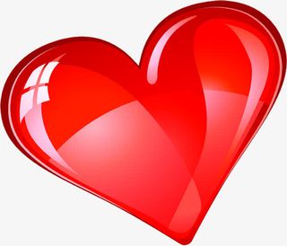 红色手绘卡通亮光爱心免抠