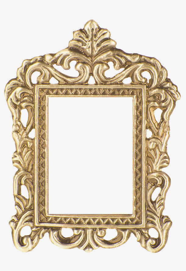 欧式复古华丽花纹镜框相框边框免抠