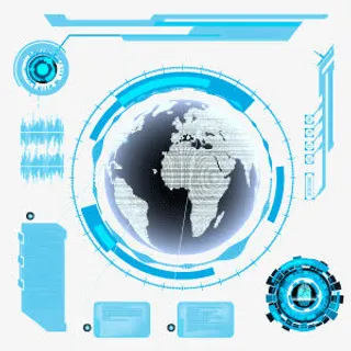 蓝色科技感信息装饰矢量图免抠