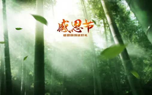 绿色竹林感恩节宽屏免抠 绿色竹林感恩节宽屏免抠