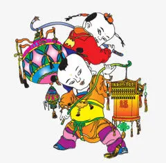 中国福娃招财童子提灯笼免抠