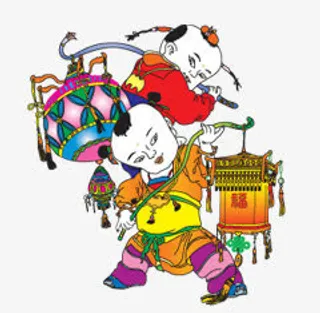 中国福娃招财童子提灯笼免抠