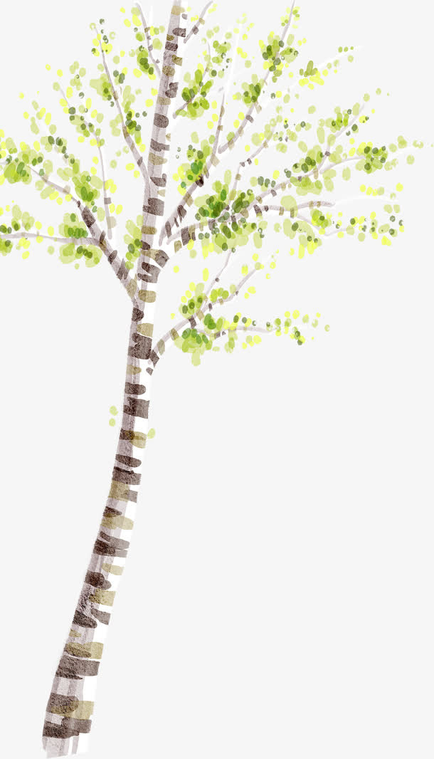 春天绿叶漫画大树免抠