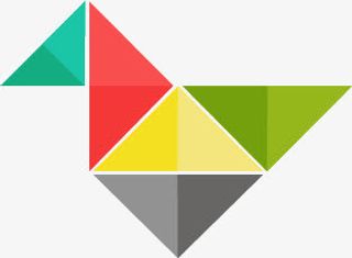 七巧板免抠漂浮几何图元素