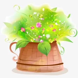 精美炫彩手绘卡通花卉植物免抠