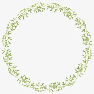 水墨绿叶边框免抠